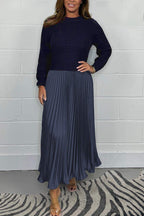💖LAST DAY PROMOTION - 50%OFF 💖 Women's Solid Color Long Sleeve Jumper & Pleated Bottom Dress