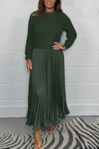 💖LAST DAY PROMOTION - 50%OFF 💖 Women's Solid Color Long Sleeve Jumper & Pleated Bottom Dress