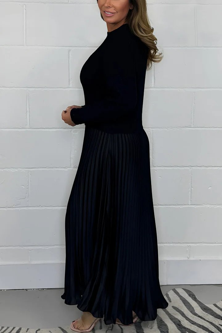 💖LAST DAY PROMOTION - 50%OFF 💖 Women's Solid Color Long Sleeve Jumper & Pleated Bottom Dress