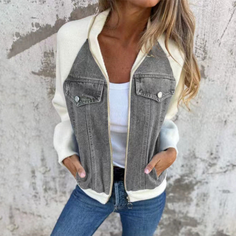 🌥️🌥️50% off new autumn products🍂🍂Women's Creative Denim Splicing Jacket 🧥 – Edgy Streetwear for Daily Cool Looks