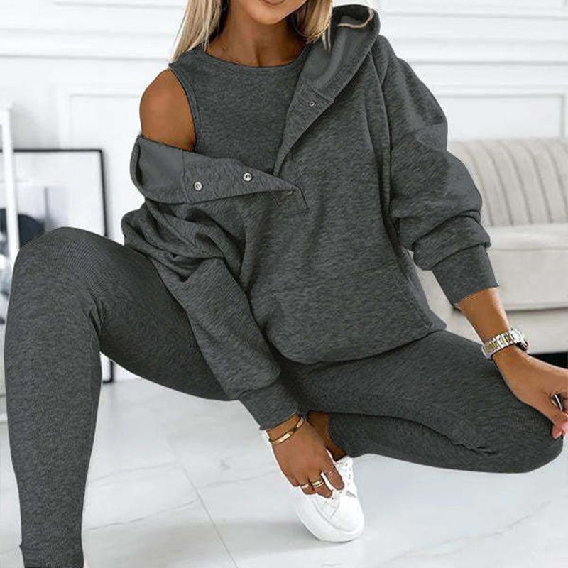 👚 50% OFF  Vest + Hoodie+ Pants💜 Hooded Sweatshirt Suit - Ultra-Soft Fabric with Relaxed Fit for Lounge or Sportswear, Quick-Dry & Comfortable 🏃‍♀️📦
