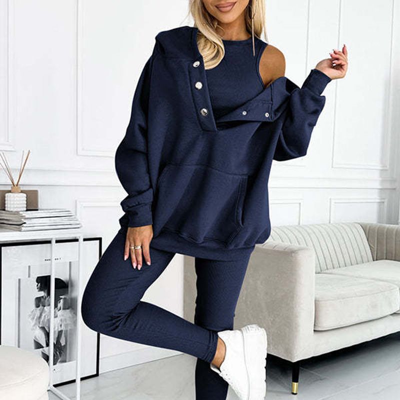 👚 50% OFF  Vest + Hoodie+ Pants💜 Hooded Sweatshirt Suit - Ultra-Soft Fabric with Relaxed Fit for Lounge or Sportswear, Quick-Dry & Comfortable 🏃‍♀️📦
