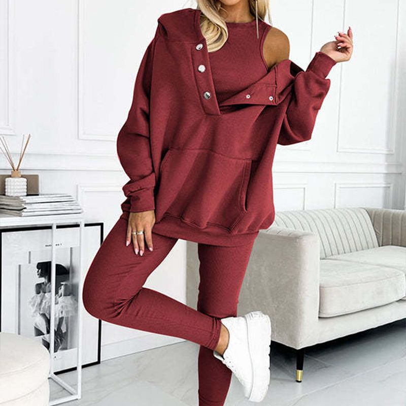 👚 50% OFF  Vest + Hoodie+ Pants💜 Hooded Sweatshirt Suit - Ultra-Soft Fabric with Relaxed Fit for Lounge or Sportswear, Quick-Dry & Comfortable 🏃‍♀️📦