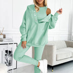 👚 50% OFF  Vest + Hoodie+ Pants💜 Hooded Sweatshirt Suit - Ultra-Soft Fabric with Relaxed Fit for Lounge or Sportswear, Quick-Dry & Comfortable 🏃‍♀️📦