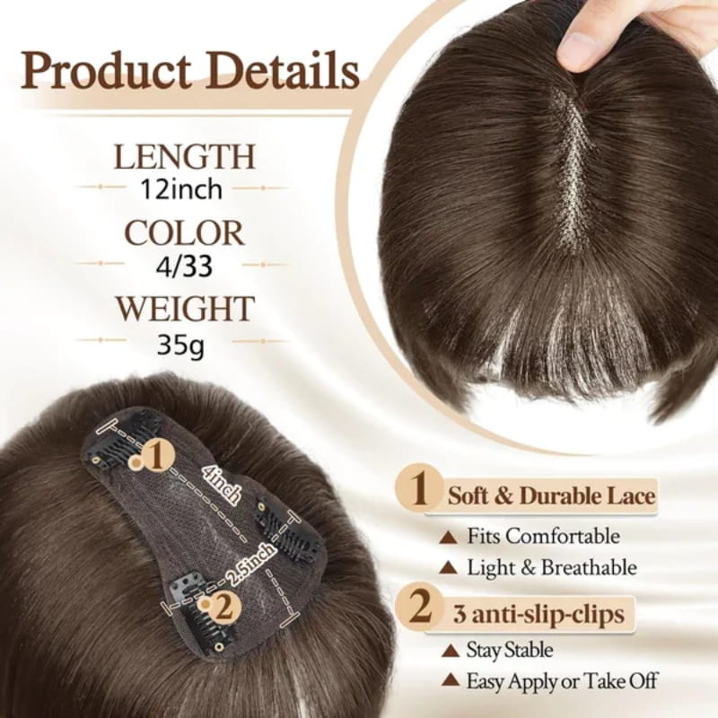 💁‍♀️ Natural Hair Toppers with Bangs – Undetectable Volume & Style! ✨👩🦰