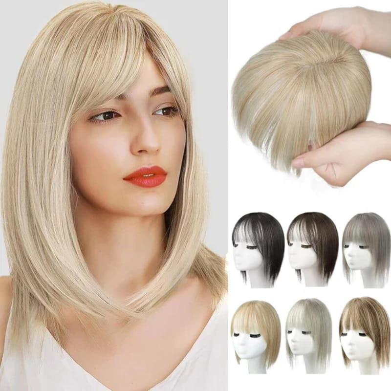 💁‍♀️ Natural Hair Toppers with Bangs – Undetectable Volume & Style! ✨👩🦰