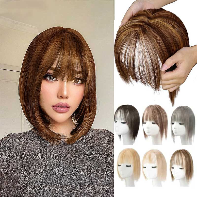 💁‍♀️ Natural Hair Toppers with Bangs – Undetectable Volume & Style! ✨👩🦰