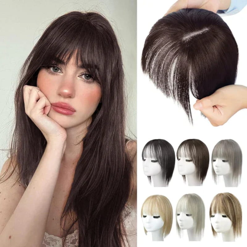 💁‍♀️ Natural Hair Toppers with Bangs – Undetectable Volume & Style! ✨👩🦰