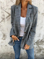 🍂Fall Lapel Collar Slim Button Plaid Small Suit For Women ✈️BUY 2  FREE SHIPPING✈️