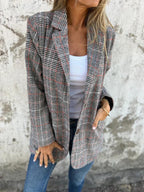 🍂Fall Lapel Collar Slim Button Plaid Small Suit For Women ✈️BUY 2  FREE SHIPPING✈️