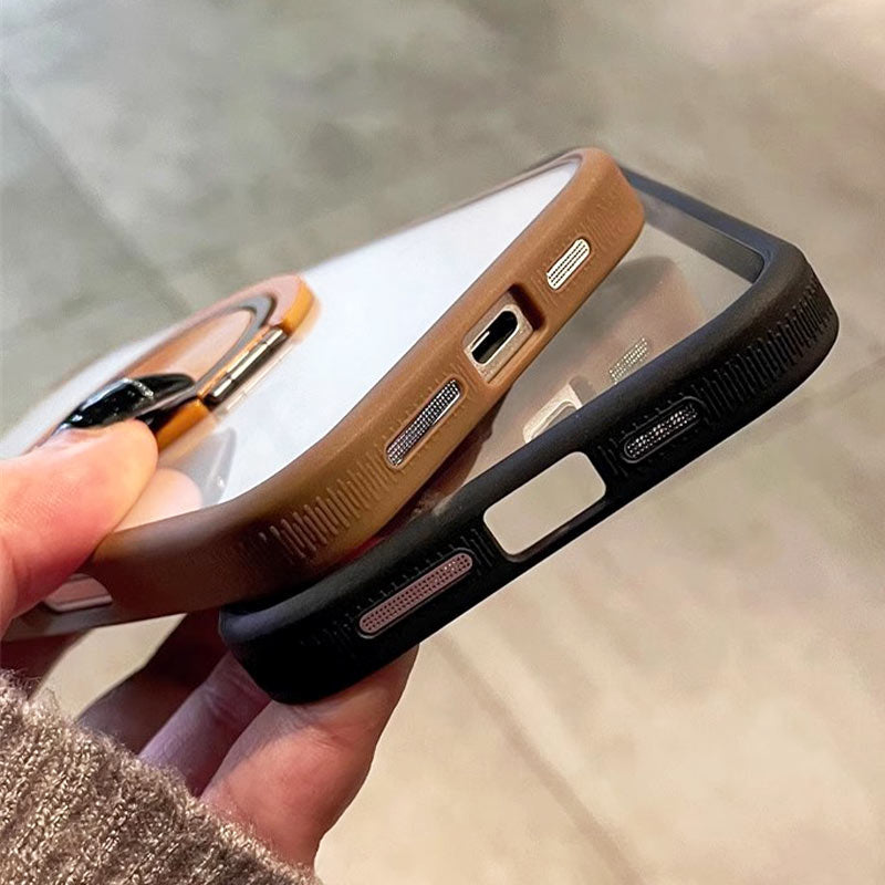 Transparente magnetische Telefonhülle mit drehbarem Ständer für die iPhone 16-13-Serie