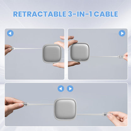 3-in-1 tragbares, einziehbares Schnellladekabel