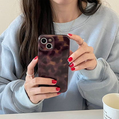 Stylish Brown Leopard Print Phone Case for iPhone✨ Handyhüllen passend für Herbst und Winter