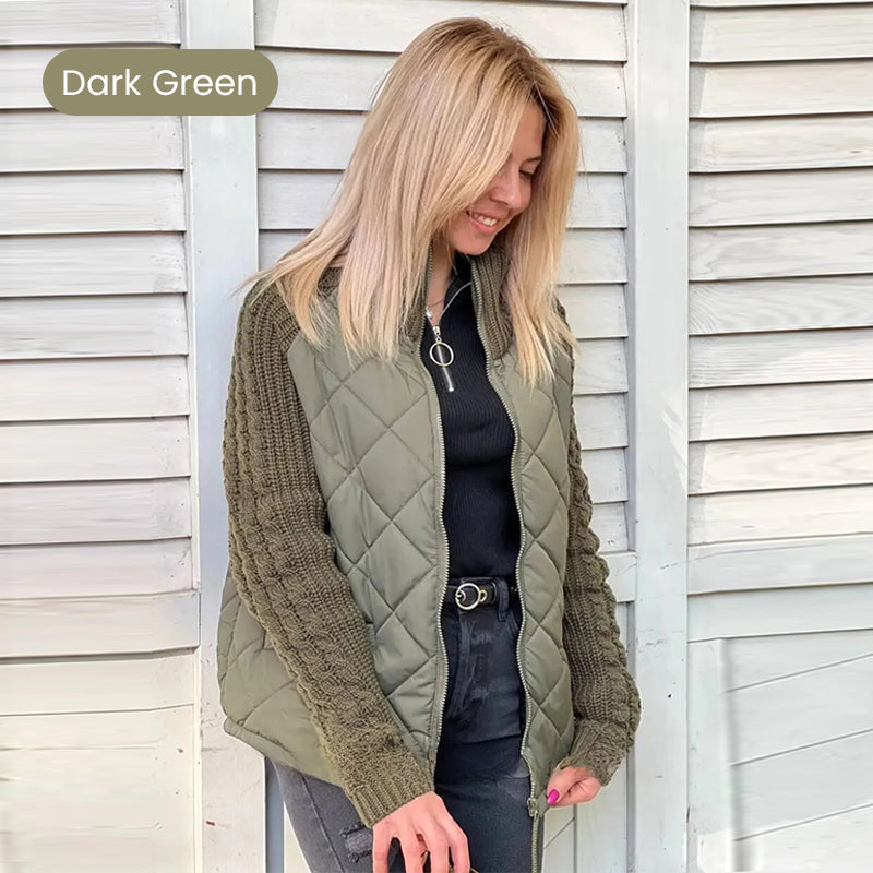 🍂⏳Time-limited Special⏰2025 New Women's Knit Patchwork Puffy Jacket