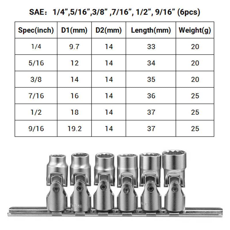 12-Point Universal Joint Socket Set