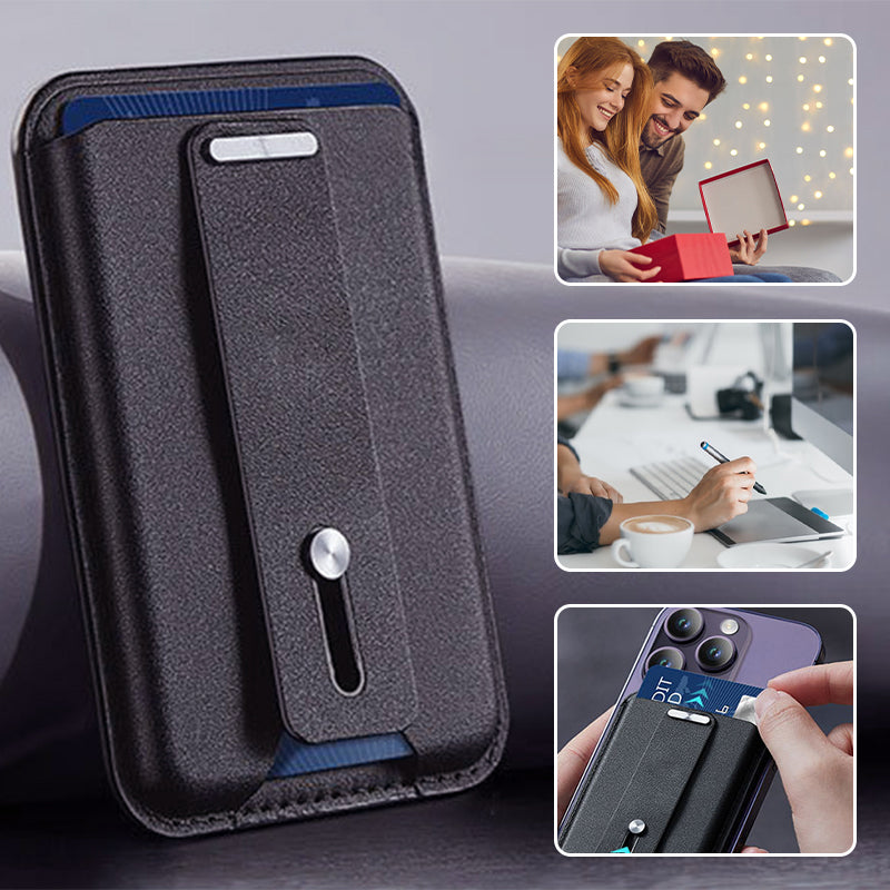 PU Leather Magnetic Card Holder for iPhone & Phone Case