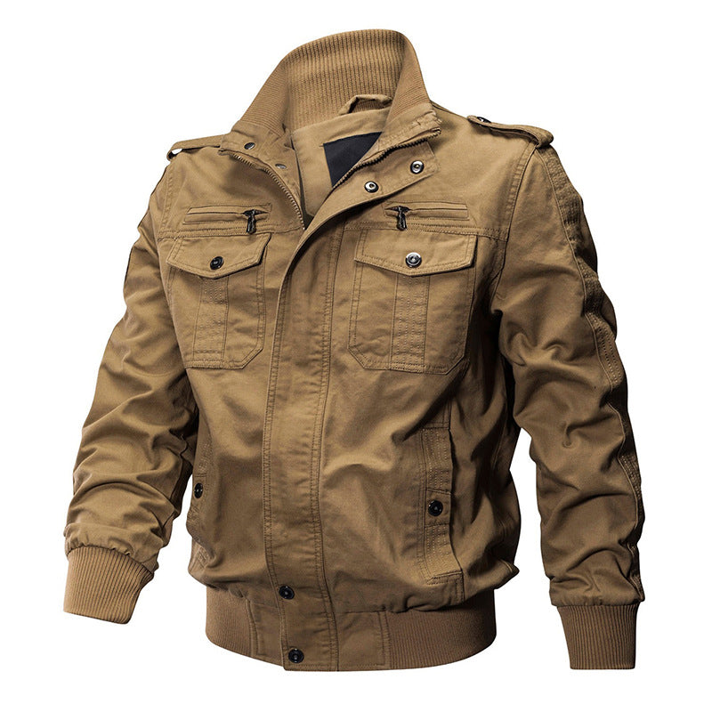 🧥 50% OFF NOW! 🔥 Men's Military Stand Collar Zipper Jacket - Durable & Weather-Resistant, Tactical Style with Multiple Pockets for Outdoor/Urban Wear 🏔️📦
