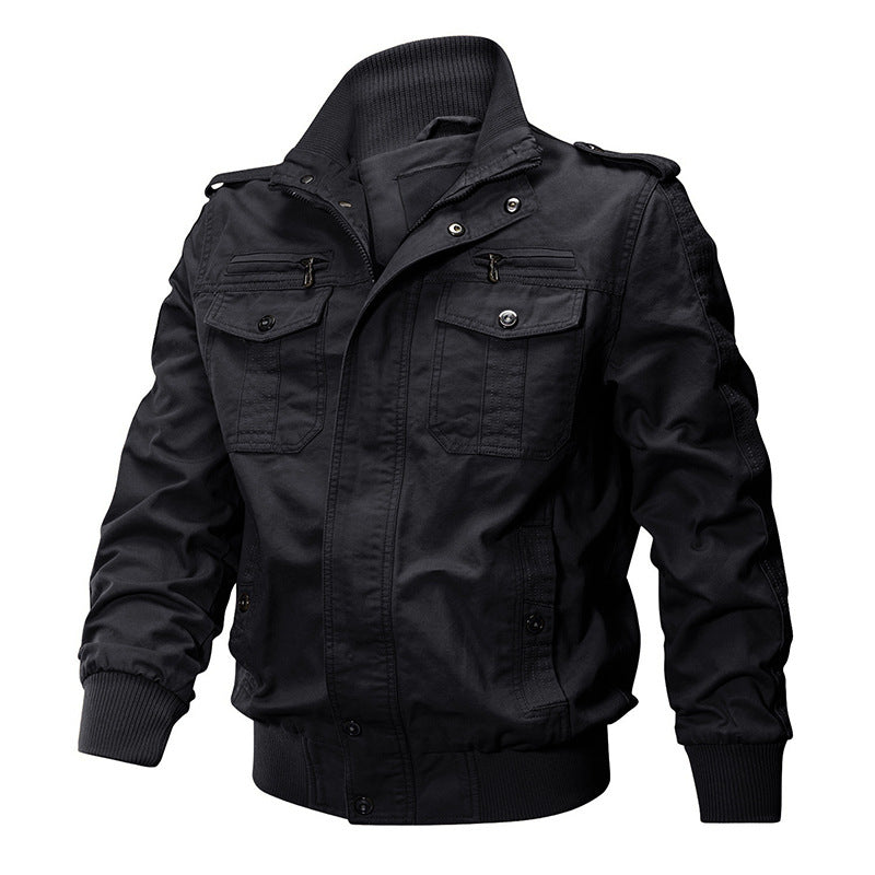 🧥 50% OFF NOW! 🔥 Men's Military Stand Collar Zipper Jacket - Durable & Weather-Resistant, Tactical Style with Multiple Pockets for Outdoor/Urban Wear 🏔️📦