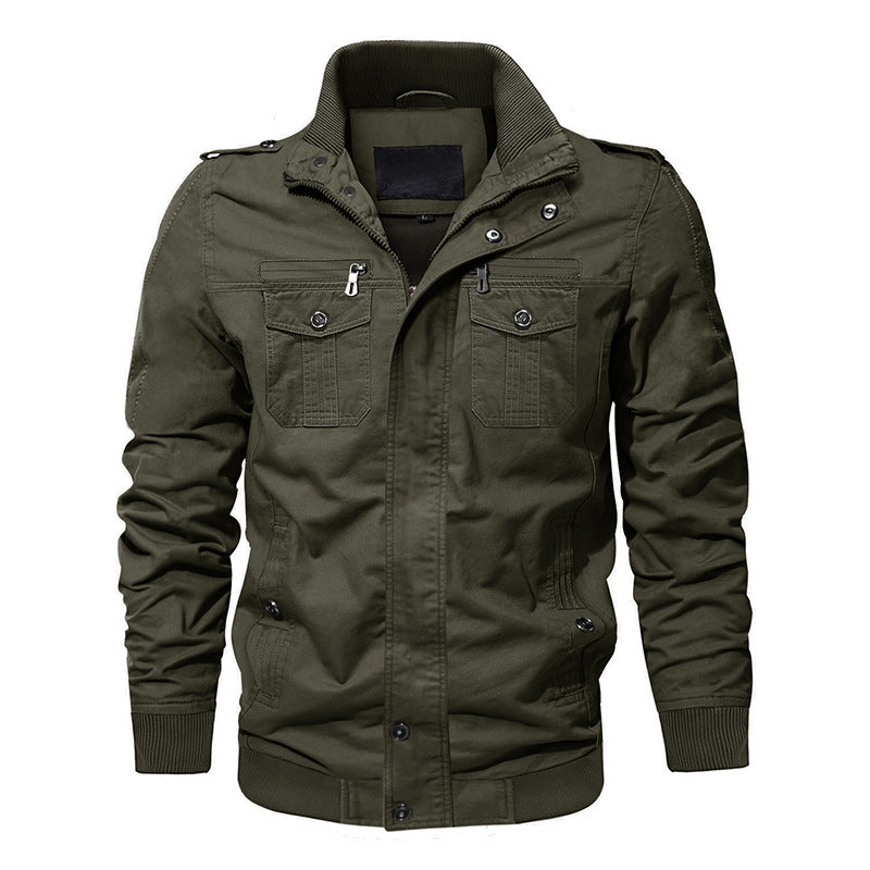 🧥 50% OFF NOW! 🔥 Men's Military Stand Collar Zipper Jacket - Durable & Weather-Resistant, Tactical Style with Multiple Pockets for Outdoor/Urban Wear 🏔️📦