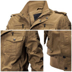 🧥 50% OFF NOW! 🔥 Men's Military Stand Collar Zipper Jacket - Durable & Weather-Resistant, Tactical Style with Multiple Pockets for Outdoor/Urban Wear 🏔️📦