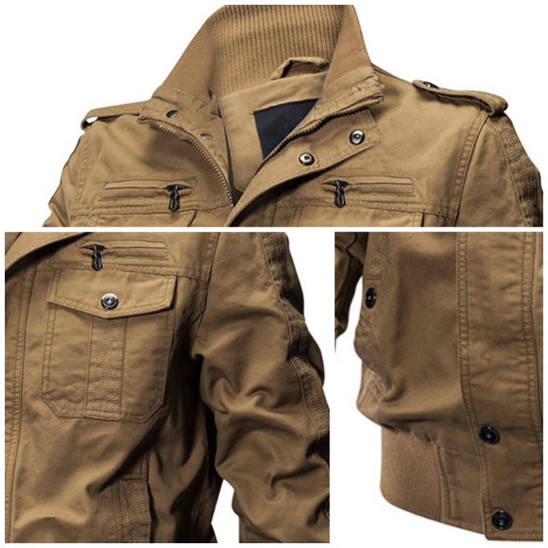 🧥 50% OFF NOW! 🔥 Men's Military Stand Collar Zipper Jacket - Durable & Weather-Resistant, Tactical Style with Multiple Pockets for Outdoor/Urban Wear 🏔️📦