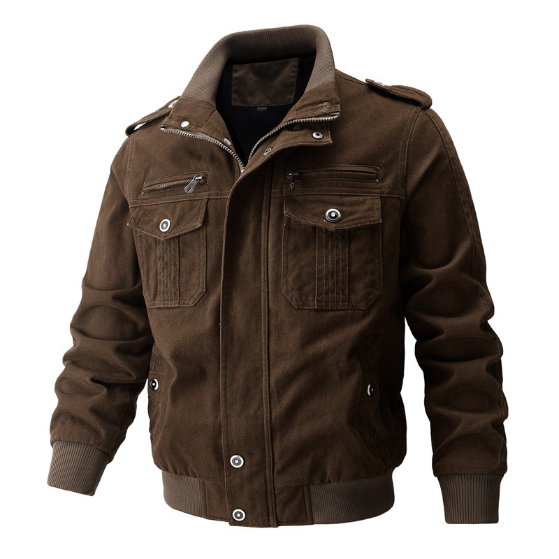 🧥 50% OFF NOW! 🔥 Men's Military Stand Collar Zipper Jacket - Durable & Weather-Resistant, Tactical Style with Multiple Pockets for Outdoor/Urban Wear 🏔️📦