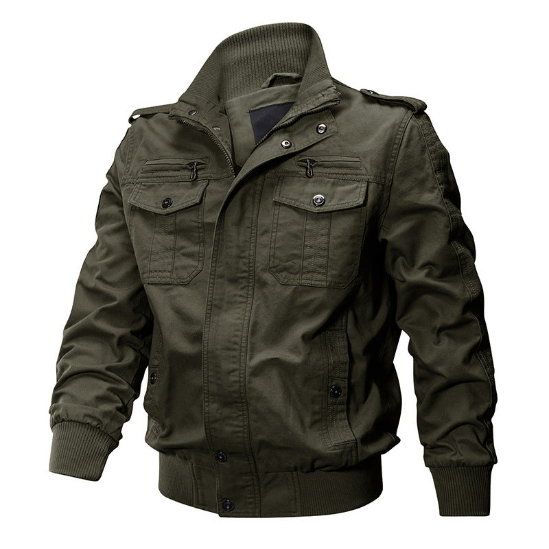 🧥 50% OFF NOW! 🔥 Men's Military Stand Collar Zipper Jacket - Durable & Weather-Resistant, Tactical Style with Multiple Pockets for Outdoor/Urban Wear 🏔️📦
