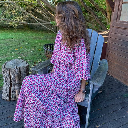 🎊50% off for a limited time🎊2025 Popular Women's Elegant Puff Sleeve Floral Boho Maxi Dress