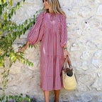 🎊50% off for a limited time🎊2025 Popular Women's Elegant Puff Sleeve Floral Boho Maxi Dress