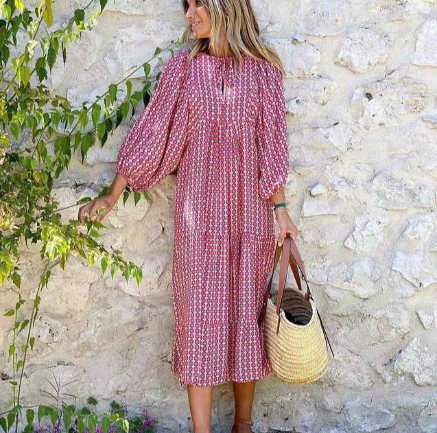 🎊50% off for a limited time🎊2025 Popular Women's Elegant Puff Sleeve Floral Boho Maxi Dress