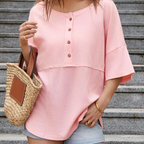 🔥Hot sale 50%off🔥🌿Casual Button Down Waffle Knit Top
