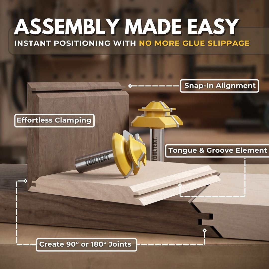 🎁HOT SALES ⏳Heavy-Duty 45 Degree Lock Miter Bit – For Flawless Woodworking Joints