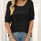🎉Hot Sale 49% OFF🎉Women's Round Neck Hollow Knit Crochet Short Sleeve Sweater