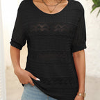 🎉Hot Sale 49% OFF🎉Women's Round Neck Hollow Knit Crochet Short Sleeve Sweater
