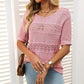 🎉Hot Sale 49% OFF🎉Women's Round Neck Hollow Knit Crochet Short Sleeve Sweater