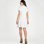 💖LAST DAY SALE 50% OFF💖Women’s Lapel Short Sleeve Pleated Button-Down Dress