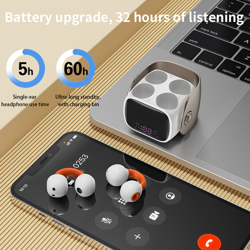 🥰Bluetooth Ear Clip Headset with Digital Display🎧