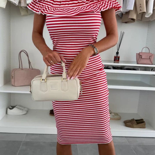 Women's Elegant Off Shoulder Ruffles Slimming Dress