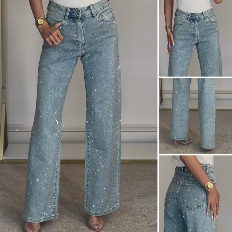 🔥50% off, while stocks last! 🎉It's £21.76 cheaper than Amazon🔥Straight leg jeans with rhinestones