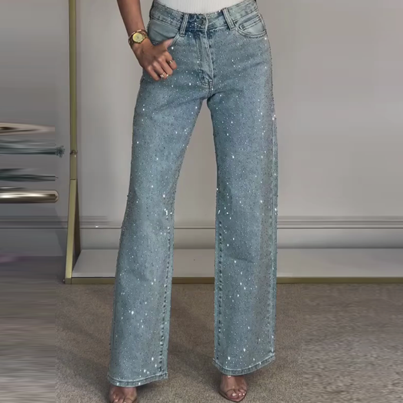 🔥50% off, while stocks last! 🎉It's £21.76 cheaper than Amazon🔥Straight leg jeans with rhinestones