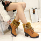 🍁Autumn/Winter Special Offer: 50% Off🍂Women's Plush Zipper Chunky Heel Ankle Boots