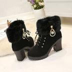 🍁Autumn/Winter Special Offer: 50% Off🍂Women's Plush Zipper Chunky Heel Ankle Boots