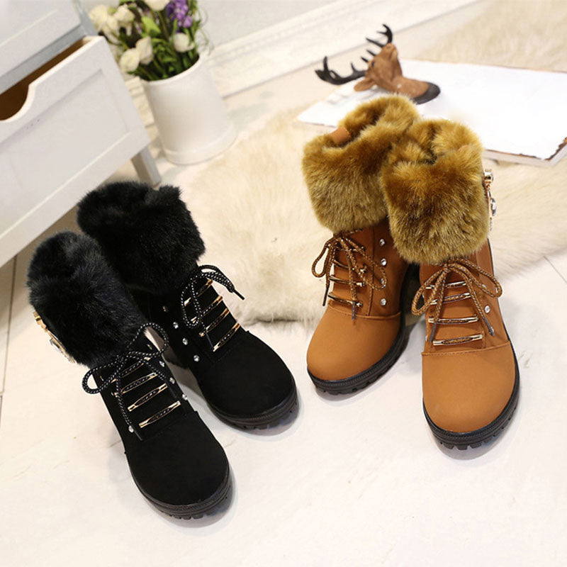 🍁Autumn/Winter Special Offer: 50% Off🍂Women's Plush Zipper Chunky Heel Ankle Boots