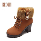 🍁Autumn/Winter Special Offer: 50% Off🍂Women's Plush Zipper Chunky Heel Ankle Boots