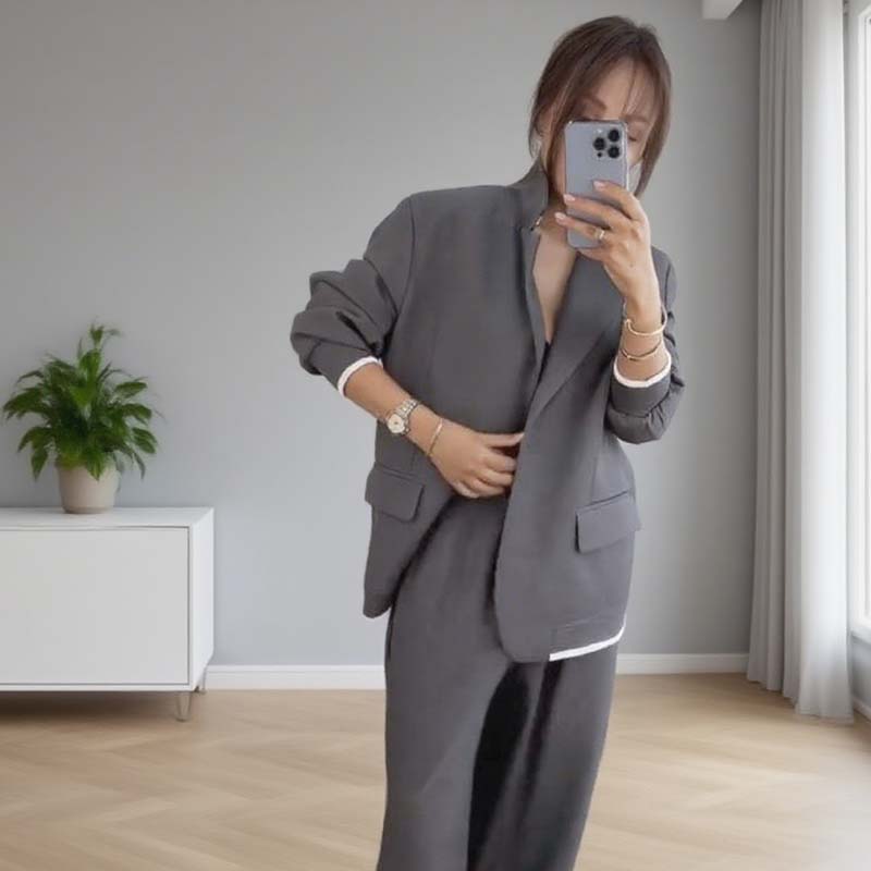 ⏳Time-limited Special⏰Women's Long Sleeve Blazer & Wide Leg Pant 2-Piece Set