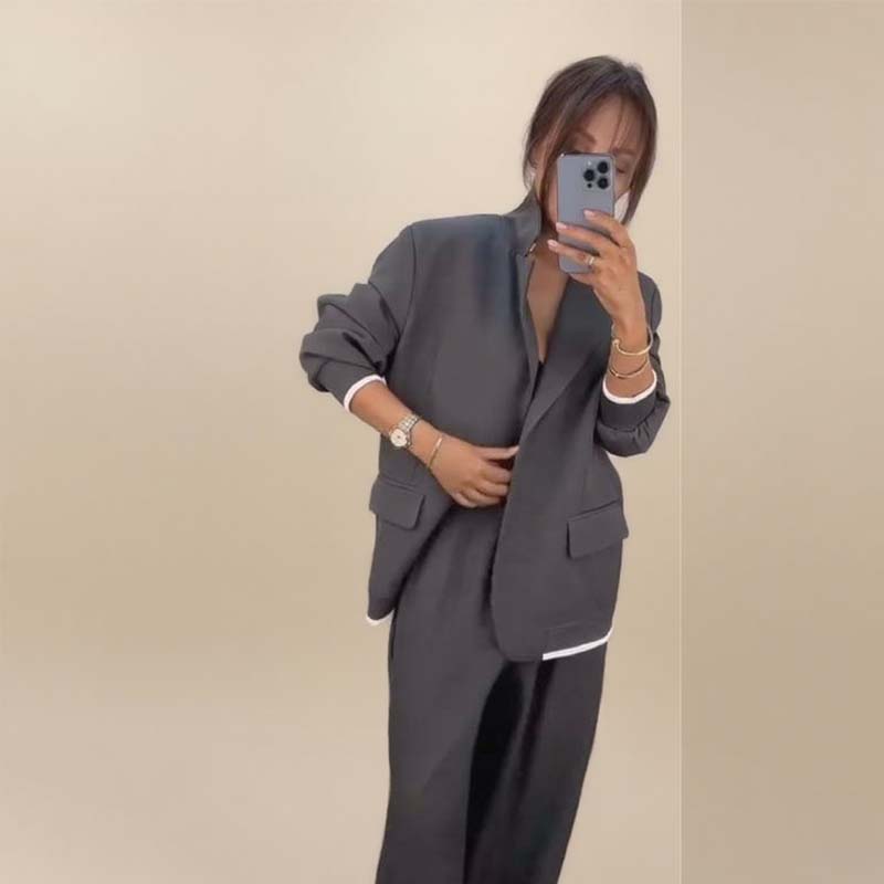⏳Time-limited Special⏰Women's Long Sleeve Blazer & Wide Leg Pant 2-Piece Set