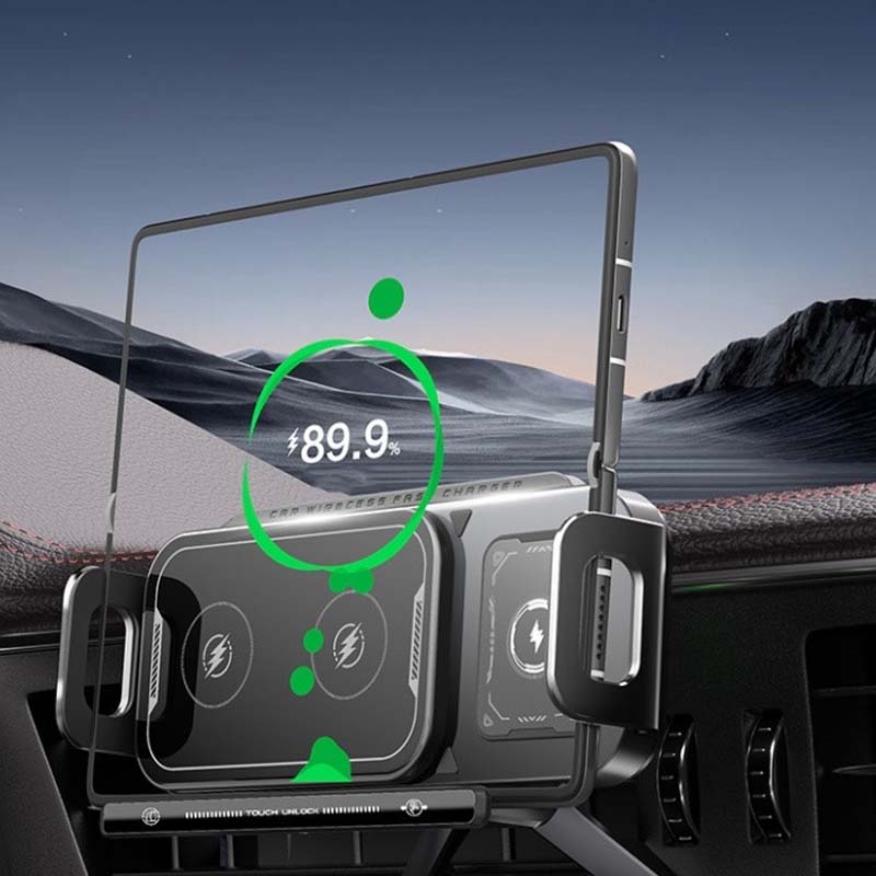 📱Last Day Special Sale 50% OFF⚡2-in-1 Foldable Car Phone Holder & Wireless Charger--Compatible with mobile phones of any size🎉🦀