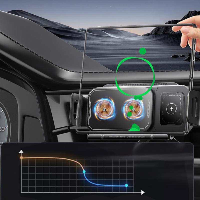 📱Last Day Special Sale 50% OFF⚡2-in-1 Foldable Car Phone Holder & Wireless Charger--Compatible with mobile phones of any size🎉🦀