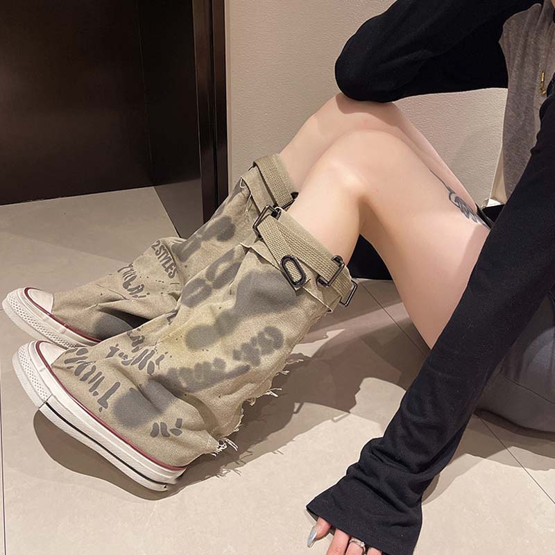 💗LAST DAY PROMOTION -50 OFF💗Women's Retro Flat Slouch Mid-Calf Canvas Boots