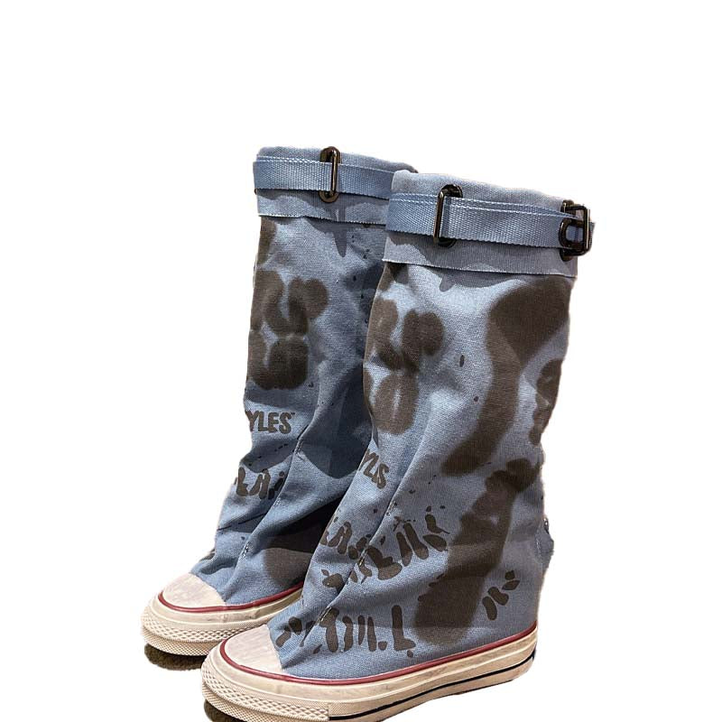 💗LAST DAY PROMOTION -50 OFF💗Women's Retro Flat Slouch Mid-Calf Canvas Boots